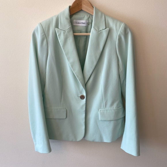 Calvin Klein Pants Suit with Blazer Mint Green - Picture 3 of 11